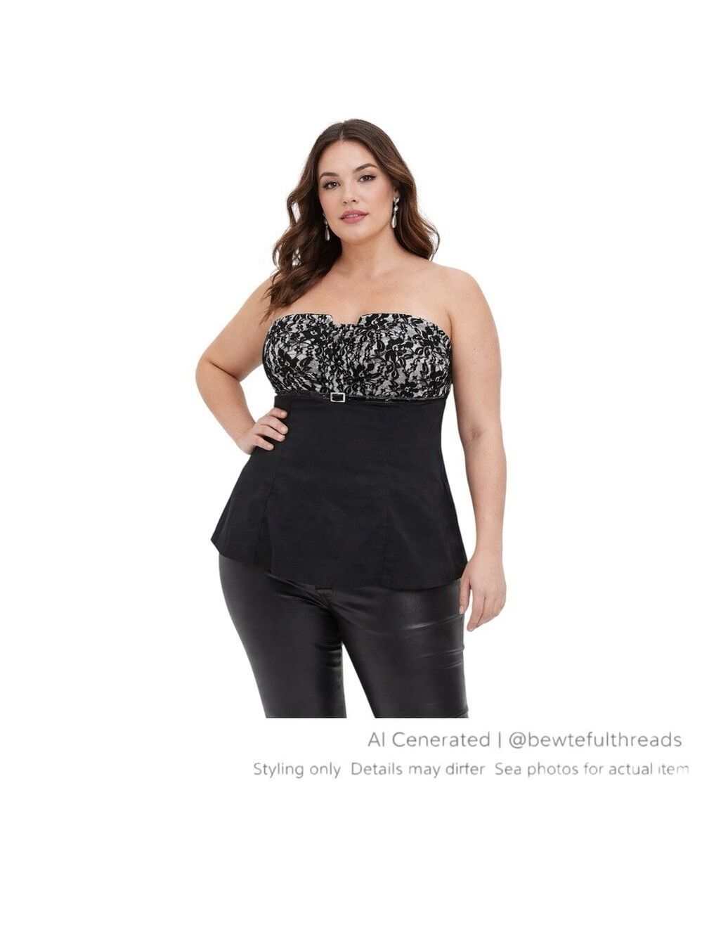 Black Lace Corset Bustier Top Strapless Goth Coquette Pin Up Torrid 1X